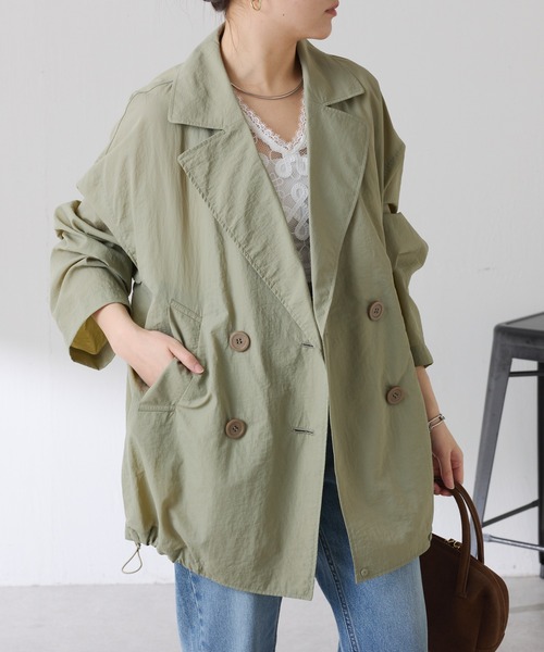 COLLAGE GALLARDAGALANTE(コラージュガリャルダガランテ)の「エアーナイロンミドルトレンチ(トレンチコート・レディース・カーキ/キャメル・FREE)」の14枚目の写真
