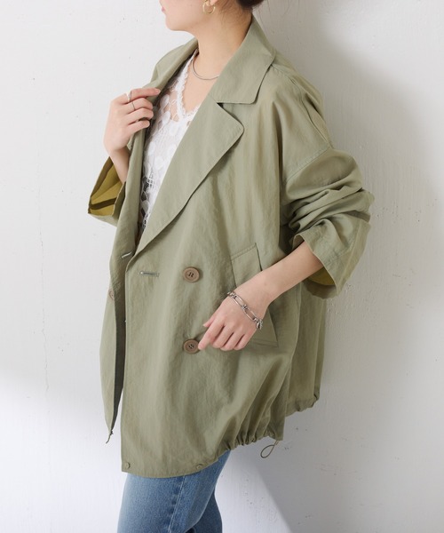 COLLAGE GALLARDAGALANTE(コラージュガリャルダガランテ)の「エアーナイロンミドルトレンチ(トレンチコート・レディース・カーキ/キャメル・FREE)」の7枚目の写真