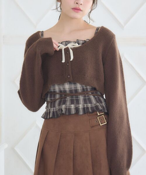 ems excite(エムズエキサイト)の「ショートNT&キャミSET(ニット/セーター・レディース・ブラウン/ナチュラル/ブラック・FREE)」の3枚目の写真