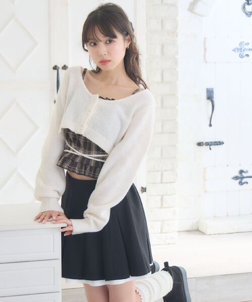 ems excite(エムズエキサイト)の「ショートNT&キャミSET(ニット/セーター・レディース・ブラウン/ナチュラル/ブラック・FREE)」の5枚目の写真