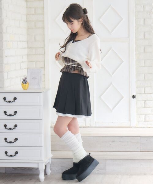 ems excite(エムズエキサイト)の「ショートNT&キャミSET(ニット/セーター・レディース・ブラウン/ナチュラル/ブラック・FREE)」の10枚目の写真