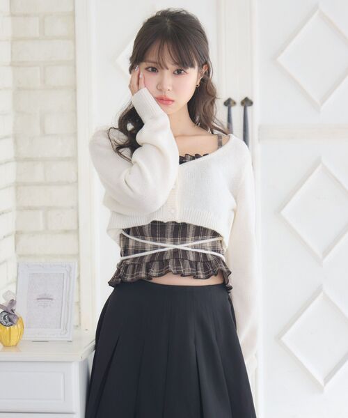 ems excite(エムズエキサイト)の「ショートNT&キャミSET(ニット/セーター・レディース・ブラウン/ナチュラル/ブラック・FREE)」の12枚目の写真