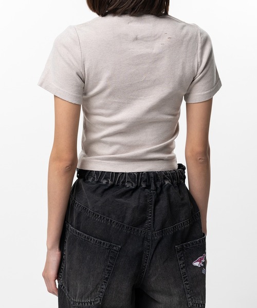 Maison MIHARA YASUHIRO（メゾンミハラヤスヒロ）の「Don't Tag Me Printed Mini T-shirt（Tシャツ/カットソー・レディース・ブラック・36/38）」の19枚目の写真