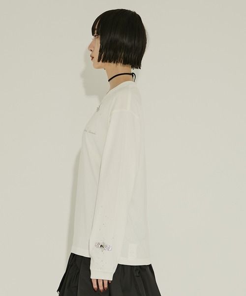 tanakadaisuke（タナカダイスケ）の「【tanakadaisuke/タナカダイスケ】Bijou Aid long sleeve T-shirt White/ビジューエイドロングスリーブTシャツ　ホワイト（Tシャツ/カットソー・レディース・ホワイト・2）」の6枚目の写真
