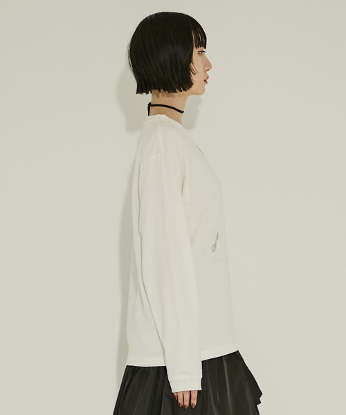 tanakadaisuke（タナカダイスケ）の「【tanakadaisuke/タナカダイスケ】Bijou Aid long sleeve T-shirt White/ビジューエイドロングスリーブTシャツ　ホワイト（Tシャツ/カットソー・レディース・ホワイト・2）」の8枚目の写真