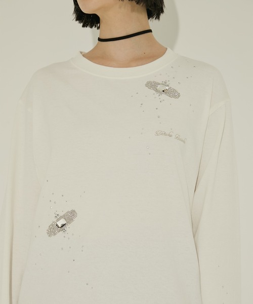 tanakadaisuke（タナカダイスケ）の「【tanakadaisuke/タナカダイスケ】Bijou Aid long sleeve T-shirt White/ビジューエイドロングスリーブTシャツ　ホワイト（Tシャツ/カットソー・レディース・ホワイト・2）」の9枚目の写真