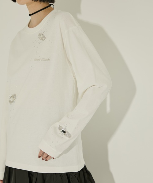 tanakadaisuke（タナカダイスケ）の「【tanakadaisuke/タナカダイスケ】Bijou Aid long sleeve T-shirt White/ビジューエイドロングスリーブTシャツ　ホワイト（Tシャツ/カットソー・レディース・ホワイト・2）」の11枚目の写真