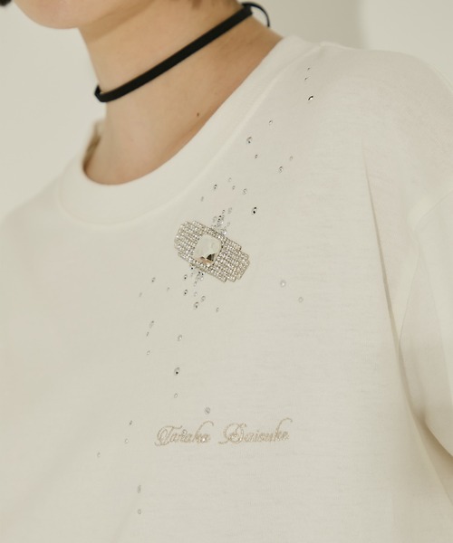 tanakadaisuke（タナカダイスケ）の「【tanakadaisuke/タナカダイスケ】Bijou Aid long sleeve T-shirt White/ビジューエイドロングスリーブTシャツ　ホワイト（Tシャツ/カットソー・レディース・ホワイト・2）」の10枚目の写真