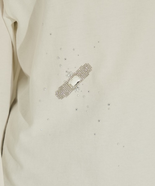 tanakadaisuke（タナカダイスケ）の「【tanakadaisuke/タナカダイスケ】Bijou Aid long sleeve T-shirt White/ビジューエイドロングスリーブTシャツ　ホワイト（Tシャツ/カットソー・レディース・ホワイト・2）」の14枚目の写真