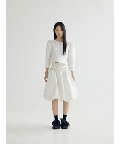 BOMNAL BOUTIQUE(ボムナルブティック)の「フラワーバルーンミディスカート_ホワイト(スカート・レディース・その他・SMALL/MEDIUM)」の1枚目の写真