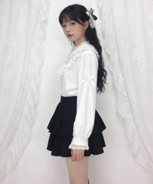 gossip！ロサンゼルス（ゴシップロサンゼルス）の「【Y2Kガーリー】レトロレースフリル長袖インナーシャツ（シャツ/ブラウス・レディース・ホワイト・FREE）」の5枚目の写真