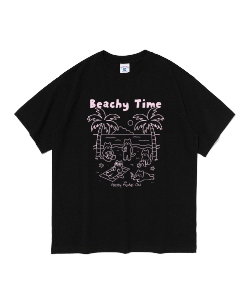 ROIDESROIS(ロワデロワ)の「ビーチタイムキャットクルー半袖Tシャツ(ブラック)(Tシャツ/カットソー・レディース・その他・S/M/2XL/XL/L)」の2枚目の写真