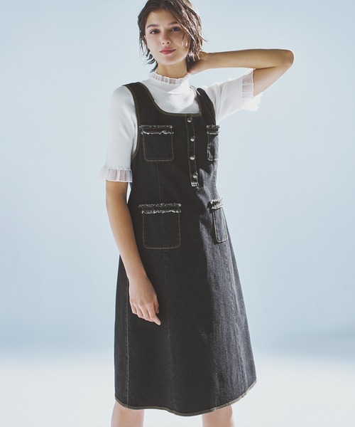 STRAWBERRY-FIELDS(ストロベリーフィールズ)の「アリコットストレッチ_デニムジャンパースカート(ジャンパースカート・レディース・ワンウォッシュ・2)」の1枚目の写真