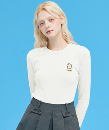 MACKY（マッキー）の「デイジーパッチスリムTシャツホワイト（Tシャツ/カットソー）」