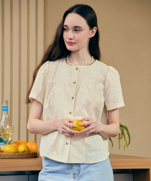 Julia Lace Embroidery Blouse - Cream