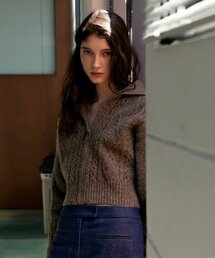 UNNOUT（アナウト）の「CABLE ZIP UP WOOL KNIT CARDIGAN - COCOA（カーディガン/ボレロ）」