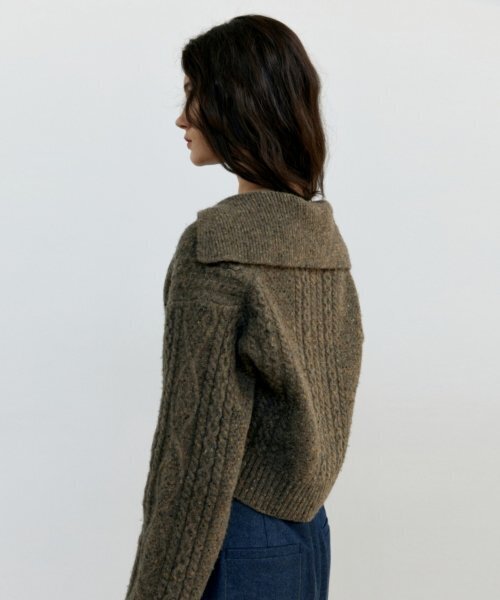 UNNOUT(アナウト)の「CABLE ZIP UP WOOL KNIT CARDIGAN - COCOA(カーディガン/ボレロ・レディース・その他・ONE SIZE)」の5枚目の写真