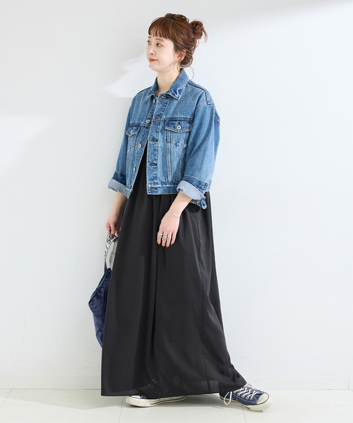 B.C STOCK（ベーセーストック）の「《追加3》【WEB限定】ウォッシャブル / ドット無地Vネックワンピース（ワンピース・レディース・ブラック系その他/ブラック・FREE）」の2枚目の写真