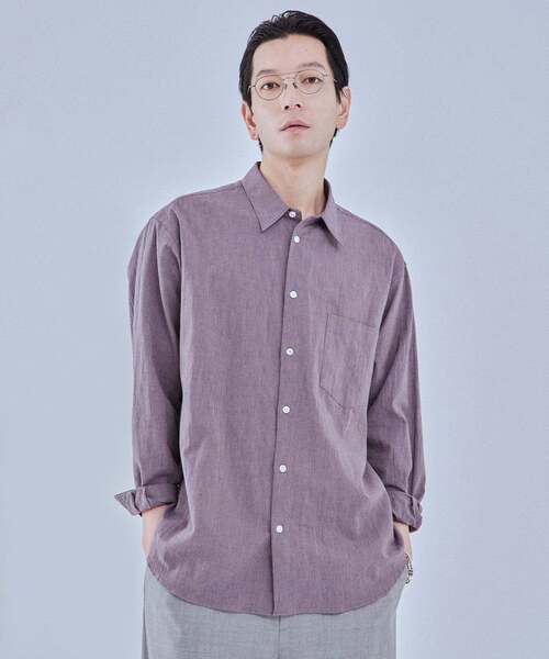 EDIFICE（エディフィス）の「コットンリネン ギンガム レギュラー シャツ（シャツ/ブラウス・メンズ・パープル/オレンジ・SMALL/MEDIUM/LARGE）」の2枚目の写真