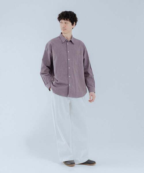 EDIFICE（エディフィス）の「コットンリネン ギンガム レギュラー シャツ（シャツ/ブラウス・メンズ・パープル/オレンジ・SMALL/MEDIUM/LARGE）」の3枚目の写真