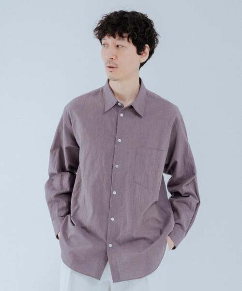 EDIFICE（エディフィス）の「コットンリネン ギンガム レギュラー シャツ（シャツ/ブラウス・メンズ・パープル/オレンジ・SMALL/MEDIUM/LARGE）」の4枚目の写真