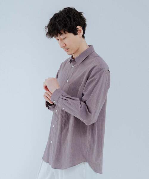 EDIFICE（エディフィス）の「コットンリネン ギンガム レギュラー シャツ（シャツ/ブラウス・メンズ・パープル/オレンジ・SMALL/MEDIUM/LARGE）」の5枚目の写真