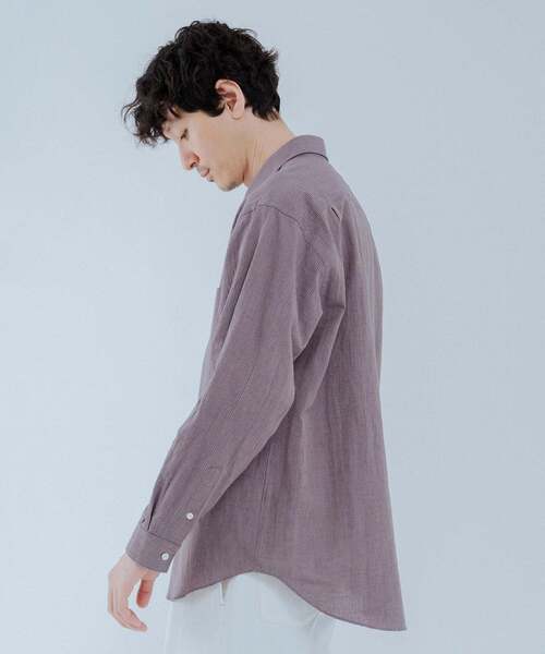 EDIFICE（エディフィス）の「コットンリネン ギンガム レギュラー シャツ（シャツ/ブラウス・メンズ・パープル/オレンジ・SMALL/MEDIUM/LARGE）」の6枚目の写真