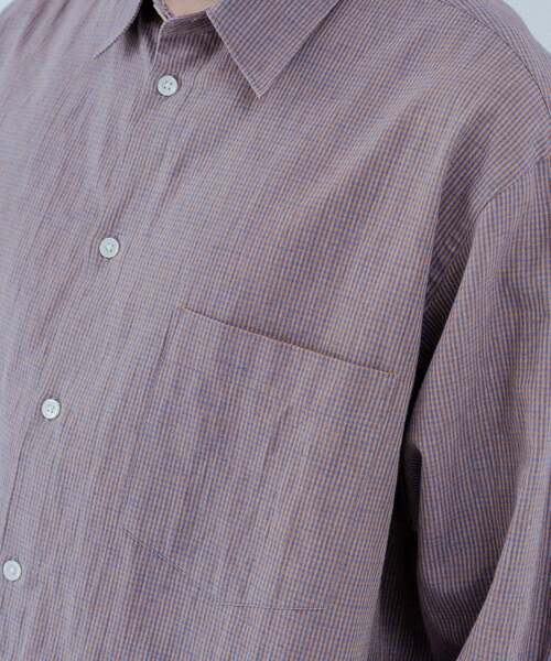 EDIFICE（エディフィス）の「コットンリネン ギンガム レギュラー シャツ（シャツ/ブラウス・メンズ・パープル/オレンジ・SMALL/MEDIUM/LARGE）」の10枚目の写真