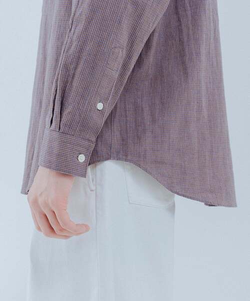 EDIFICE（エディフィス）の「コットンリネン ギンガム レギュラー シャツ（シャツ/ブラウス・メンズ・パープル/オレンジ・SMALL/MEDIUM/LARGE）」の11枚目の写真