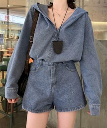 デニム パーカー パンツ」に該当するブルー・ネイビー/青色系の デニム パーカー パンツ」に該当するブルー・ネイビー/青色系の