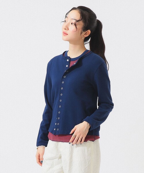 BEAMS BOY（ビームスボーイ）の「リングドット カーディガン（カーディガン/ボレロ・レディース・ネイビー/サックスブルー/オフホワイト・2/1）」の2枚目の写真