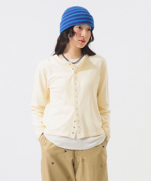 BEAMS BOY（ビームスボーイ）の「リングドット カーディガン（カーディガン/ボレロ・レディース・ネイビー/サックスブルー/オフホワイト・2/1）」の7枚目の写真