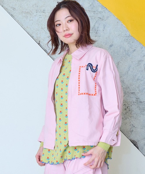 ヘリンボンツイル刺繍プリントジャケット/おとな（カバーオール