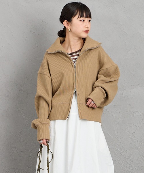 AMERICANA（アメリカーナ）の「[Americana/アメリカーナ] ヴィンテージリブ クロップド ジップカーディガン（カーディガン/ボレロ・レディース・グレイッシュベージュ/ベージュ・ONE SIZE）」の14枚目の写真