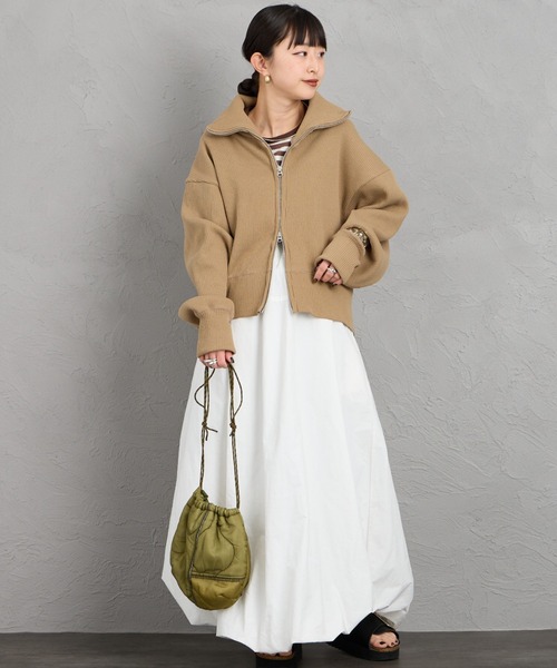 AMERICANA（アメリカーナ）の「[Americana/アメリカーナ] ヴィンテージリブ クロップド ジップカーディガン（カーディガン/ボレロ・レディース・グレイッシュベージュ/ベージュ・ONE SIZE）」の12枚目の写真