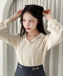 an another angelus | ローズ刺繍スカラップ衿ブラウス(シャツ/ブラウス)