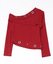 Sibra（シブラ）の「ハトメデザインオフショルトップス/ウエストカットアウト・タイトシルエット（Tシャツ/カットソー）」