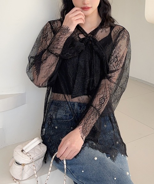 Jasmine Grandiflorum(ジャスミングランディフローラム)の「【Jasmine】レースリボンシアートップス (SS)(シャツ/ブラウス・レディース・アイボリー/ブラック・FREE)」の16枚目の写真