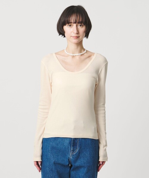 UNITED ARROWS(ユナイテッドアローズ)の「Uネック ロングスリーブ Tシャツ(Tシャツ/カットソー・レディース・ブラック/オフホワイト・FREE)」の14枚目の写真
