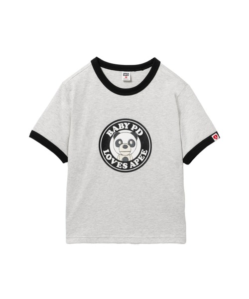 A BATHING APE(アベイシングエイプ)の「MILO PD PRINTED RINGER CROP TEE(Tシャツ/カットソー・レディース・グレー/レッド/ホワイト・SMALL/X-SMALL)」の1枚目の写真