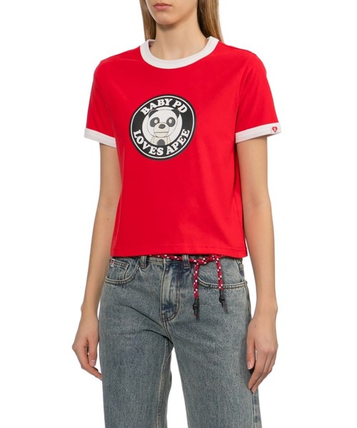 A BATHING APE(アベイシングエイプ)の「MILO PD PRINTED RINGER CROP TEE(Tシャツ/カットソー・レディース・グレー/レッド/ホワイト・SMALL/X-SMALL)」の9枚目の写真