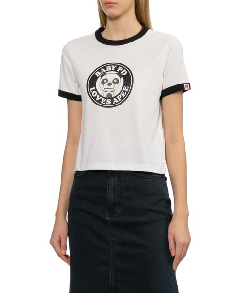 A BATHING APE(アベイシングエイプ)の「MILO PD PRINTED RINGER CROP TEE(Tシャツ/カットソー・レディース・グレー/レッド/ホワイト・SMALL/X-SMALL)」の7枚目の写真