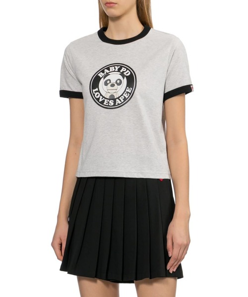 A BATHING APE(アベイシングエイプ)の「MILO PD PRINTED RINGER CROP TEE(Tシャツ/カットソー・レディース・グレー/レッド/ホワイト・SMALL/X-SMALL)」の8枚目の写真