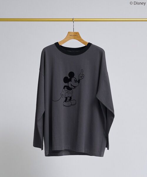 Disney（ディズニー）の「【Mickey&Friends】フロッキーリンガーT（Tシャツ/カットソー・レディース・イエロー/オフホワイト/チャコールグレー/サックスブルー・FREE）」の21枚目の写真