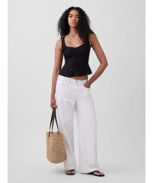 GAP（ギャップ）の「リネンブレンド ペプラムトップス（シャツ/ブラウス・レディース・オフホワイト/ブラック・M/L/XXS/S/XS）」の3枚目の写真