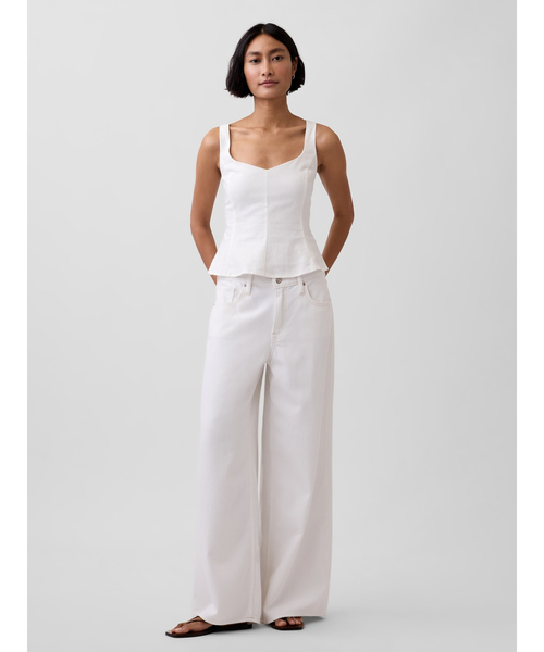 GAP（ギャップ）の「リネンブレンド ペプラムトップス（シャツ/ブラウス・レディース・オフホワイト/ブラック・M/L/XXS/S/XS）」の4枚目の写真