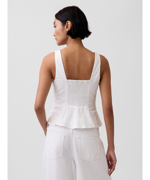 GAP（ギャップ）の「リネンブレンド ペプラムトップス（シャツ/ブラウス・レディース・オフホワイト/ブラック・M/L/XXS/S/XS）」の6枚目の写真