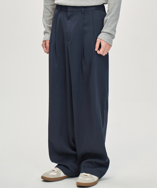 PRAIRIE GINZA(プレリーギンザ)の「ルーズフィットツーピンタックワイドスラックス (ネイビー)(スラックス・メンズ・ネイビー・SMALL/MEDIUM/LARGE)」の1枚目の写真