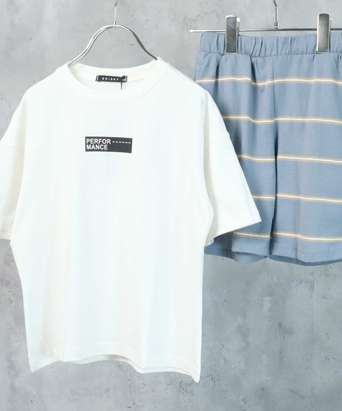 半袖プリントTシャツ ボーダーショートパンツ セットアップ 