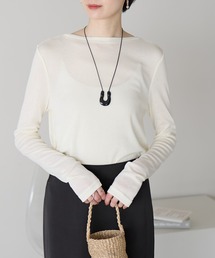 r.（アールドット）の「ボートネック　シアートップス（Tシャツ/カットソー）」